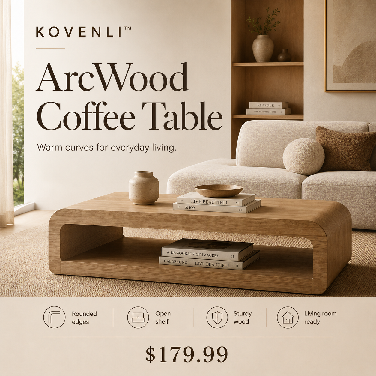 KOVENLI™ ArcWood Coffee Table