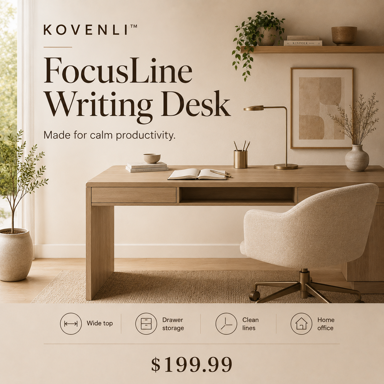 KOVENLI™ FocusLine Writing Desk