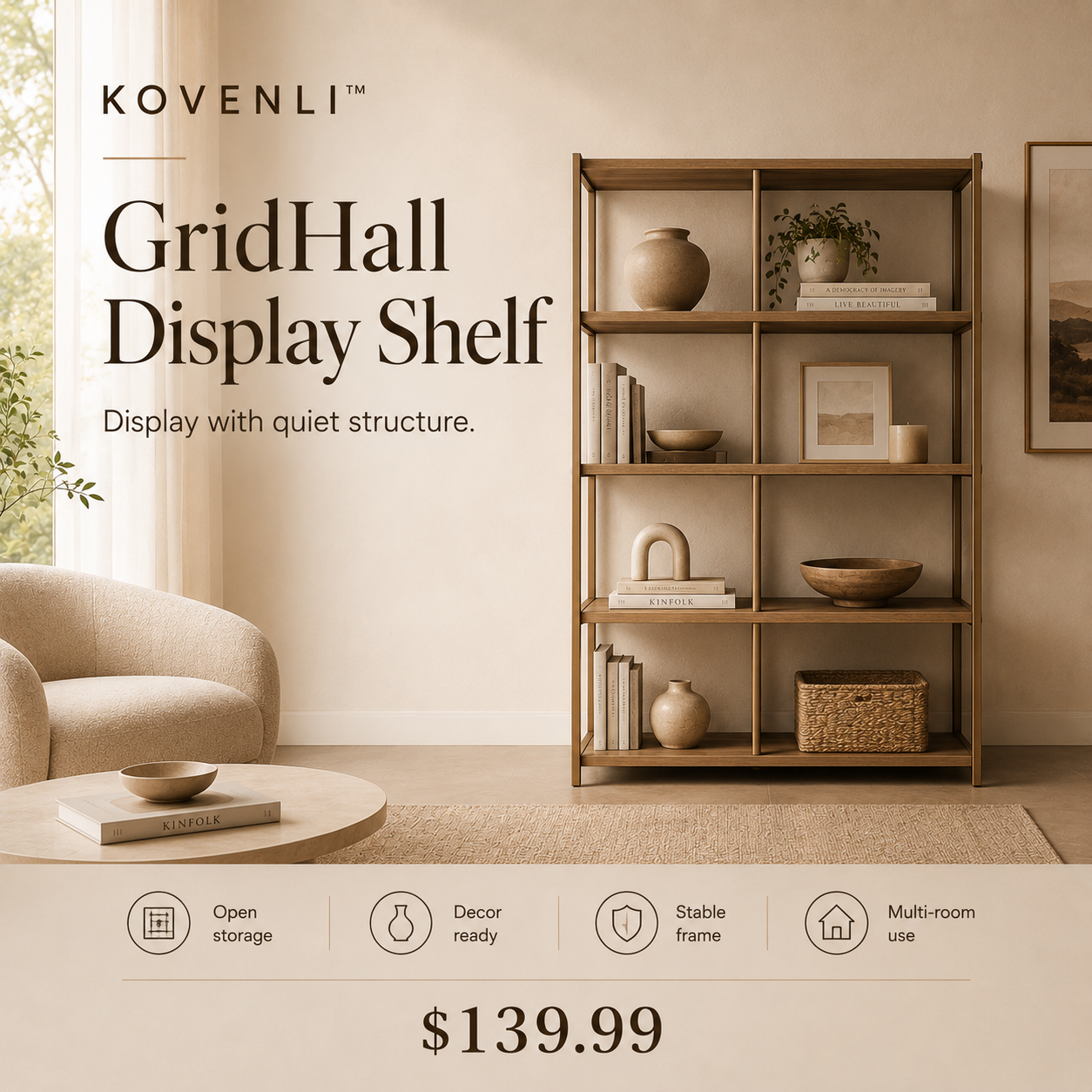 KOVENLI™ GridHall Display Shelf