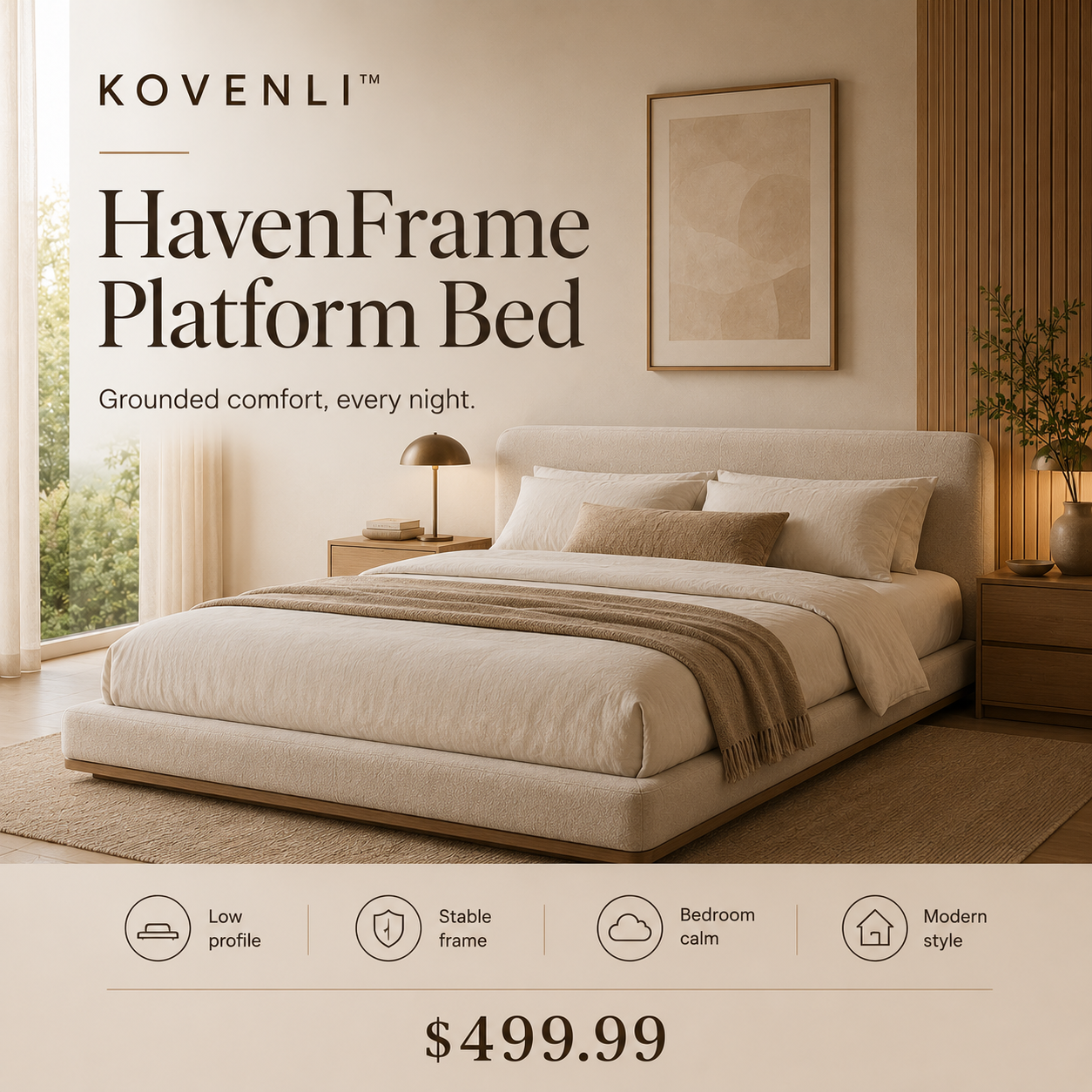 KOVENLI™ HavenFrame Platform Bed