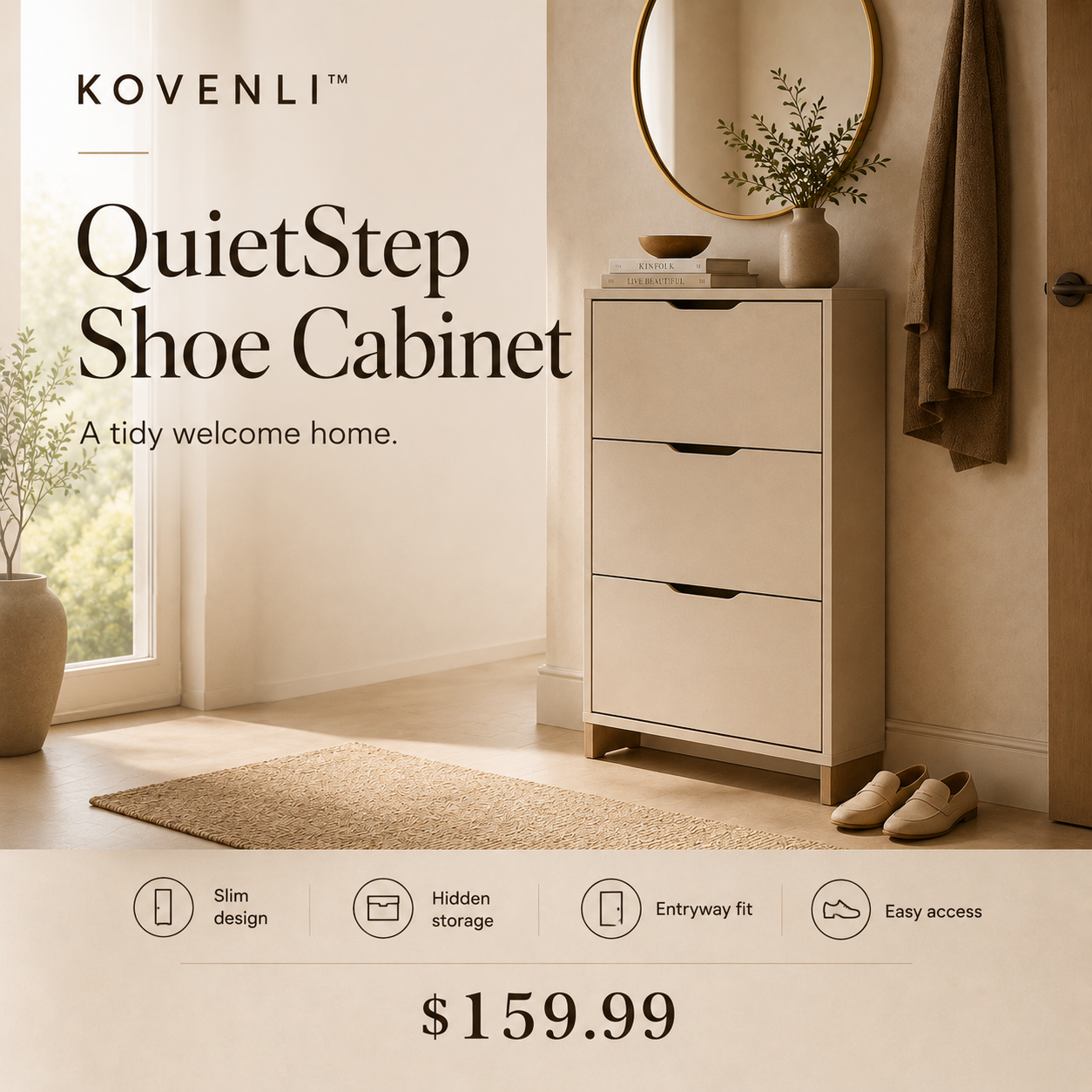 KOVENLI™ QuietStep Shoe Cabinet